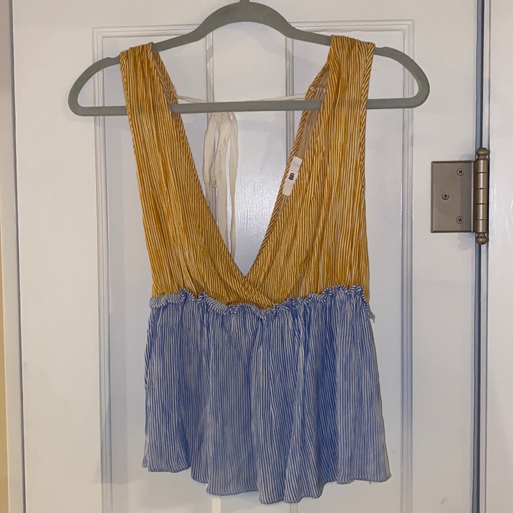 Blue & Gold Striped Summer Tank Top